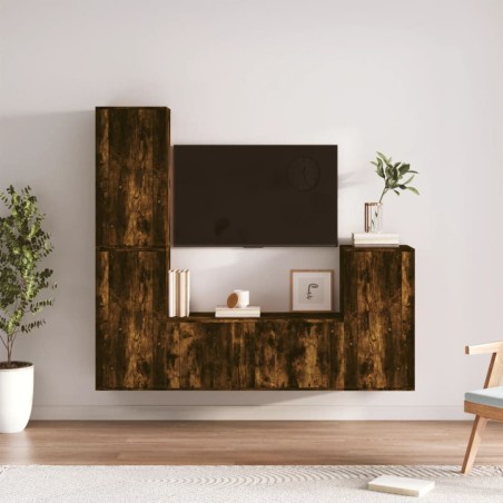 vidaXL 4-tlg. TV-Schrank-Set Räuchereiche Holzwerkstoff