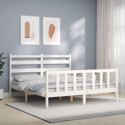 vidaXL Massivholzbett ohne Matratze Weiß 160x200 Kiefernholz
