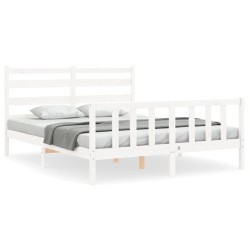 vidaXL Massivholzbett ohne Matratze Weiß 160x200 Kiefernholz