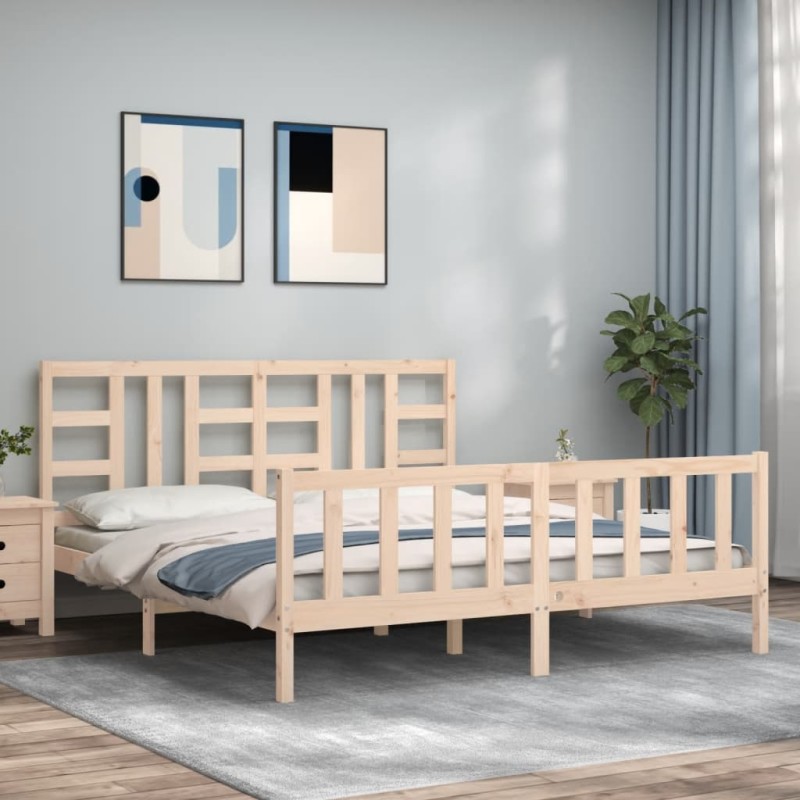 vidaXL Massivholzbett mit Kopfteil 180x200 cm vidaXL Massivholzbett mit Kopfteil 180x200 cm