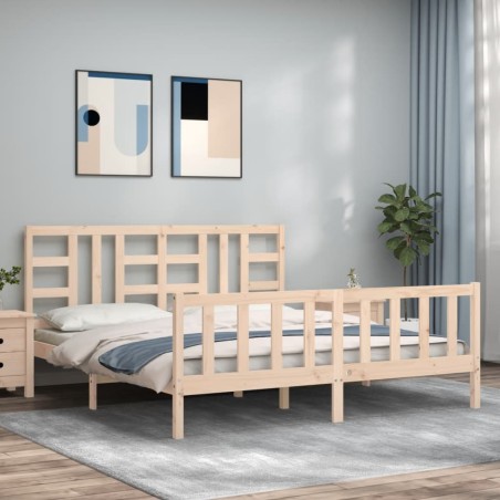 vidaXL Massivholzbett mit Kopfteil 180x200 cm