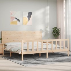 vidaXL Massivholzbett mit Kopfteil 200x200 cm