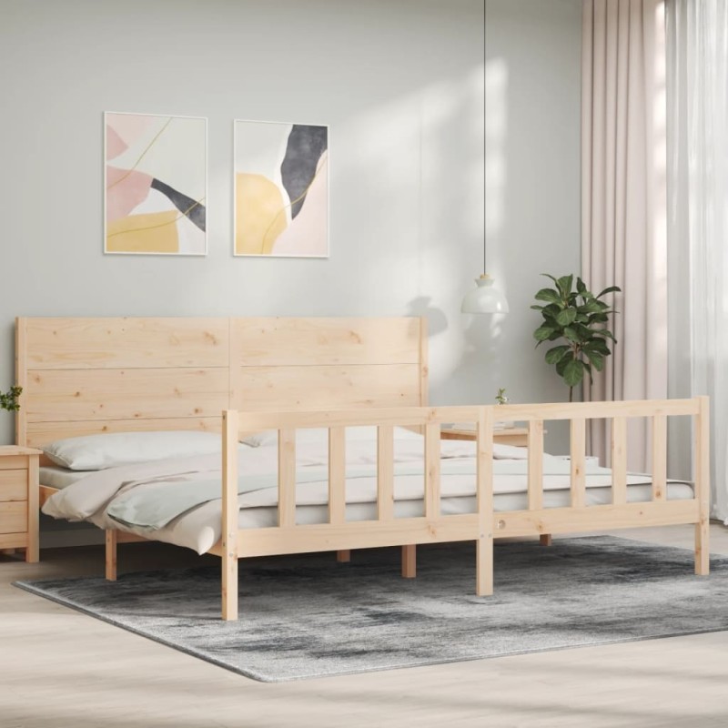 vidaXL Massivholzbett mit Kopfteil 200x200 cm vidaXL Massivholzbett mit Kopfteil 200x200 cm