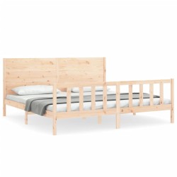 vidaXL Massivholzbett mit Kopfteil 200x200 cm
