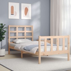 vidaXL Massivholzbett mit Kopfteil 90x200 cm