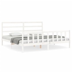 vidaXL Massivholzbett mit Kopfteil Weiß 200x200 cm