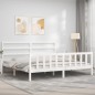 vidaXL Massivholzbett mit Kopfteil Weiß 200x200 cm vidaXL Massivholzbett mit Kopfteil Weiß 200x200 cm