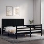 vidaXL Massivholzbett mit Kopfteil Schwarz vidaXL Massivholzbett mit Kopfteil Schwarz