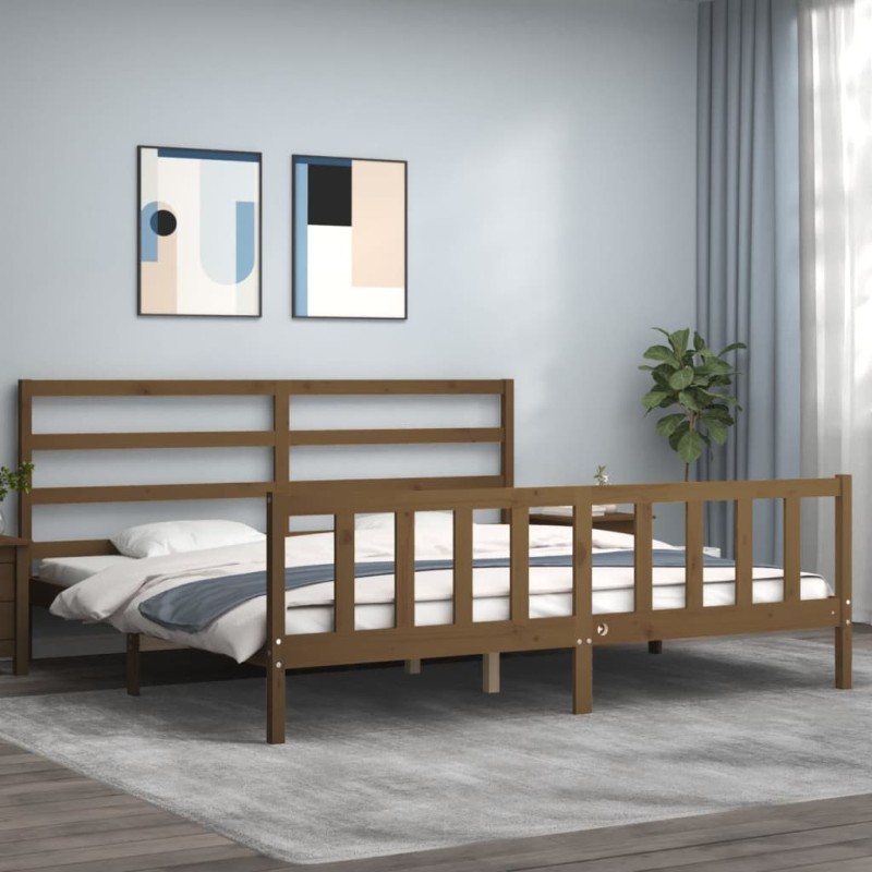 vidaXL Massivholzbett mit Kopfteil Honigbraun 200x200 cm vidaXL Massivholzbett mit Kopfteil Honigbraun 200x200 cm