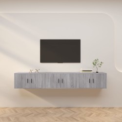 vidaXL TV-Wandschränke 3 Stk. Grau Sonoma 80x34,5x40 cm