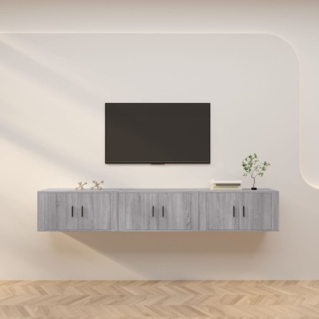 vidaXL TV-Wandschränke 3 Stk. Grau Sonoma 80x34,5x40 cm