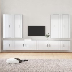 vidaXL 8-tlg. TV-Schrank-Set Hochglanz-Weiß Holzwerkstoff