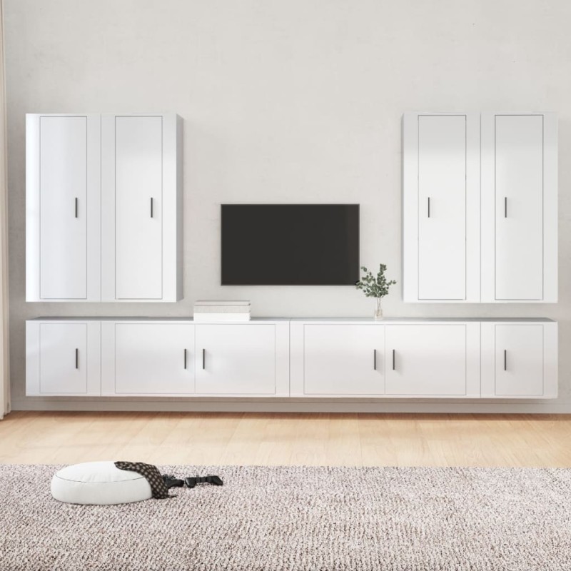 vidaXL 8-tlg. TV-Schrank-Set Hochglanz-Weiß Holzwerkstoff vidaXL 8-tlg. TV-Schrank-Set Hochglanz-Weiß Holzwerkstoff