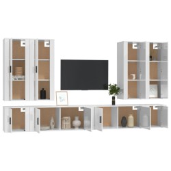 vidaXL 8-tlg. TV-Schrank-Set Hochglanz-Weiß Holzwerkstoff