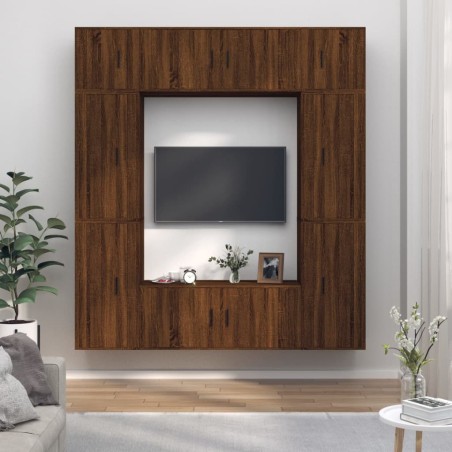 vidaXL 8-tlg. TV-Schrank-Set Braun Eichen-Optik Holzwerkstoff