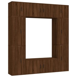 vidaXL 8-tlg. TV-Schrank-Set Braun Eichen-Optik Holzwerkstoff