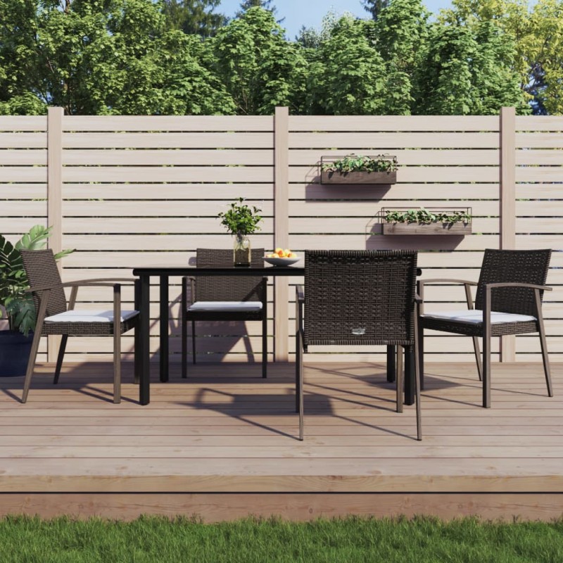vidaXL 5-tlg. Garten-Essgruppe mit Kissen Poly Rattan und Stahl vidaXL 5-tlg. Garten-Essgruppe mit Kissen Poly Rattan und Stahl