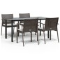 vidaXL 5-tlg. Garten-Essgruppe mit Kissen Poly Rattan und Stahl vidaXL 5-tlg. Garten-Essgruppe mit Kissen Poly Rattan und Stahl