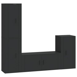 vidaXL 4-tlg. TV-Schrank-Set Schwarz Holzwerkstoff