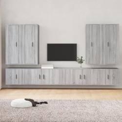 vidaXL 8-tlg. TV-Schrank-Set Grau Sonoma Holzwerkstoff