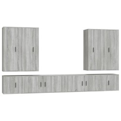 vidaXL 8-tlg. TV-Schrank-Set Grau Sonoma Holzwerkstoff
