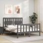 vidaXL Massivholzbett mit Kopfteil Grau 140x190 cm vidaXL Massivholzbett mit Kopfteil Grau 140x190 cm