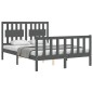 vidaXL Massivholzbett mit Kopfteil Grau 140x190 cm vidaXL Massivholzbett mit Kopfteil Grau 140x190 cm
