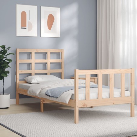 vidaXL Bettgestell mit Kopfteil 90x190 cm Massivholz