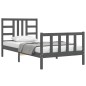 vidaXL Bettgestell mit Kopfteil Grau 90x190 cm Massivholz vidaXL Bettgestell mit Kopfteil Grau 90x190 cm Massivholz