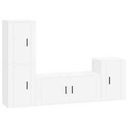 vidaXL 4-tlg. TV-Schrank-Set Weiß Holzwerkstoff