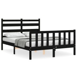 vidaXL Massivholzbett mit Kopfteil Schwarz 140x190 cm