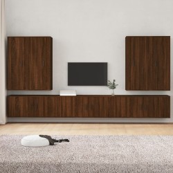 vidaXL 7-tlg. TV-Schrank-Set Braun Eichen-Optik Holzwerkstoff