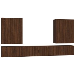 vidaXL 7-tlg. TV-Schrank-Set Braun Eichen-Optik Holzwerkstoff