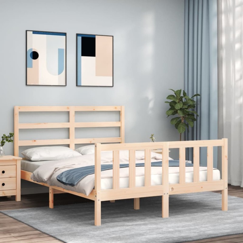 vidaXL Massivholzbett mit Kopfteil vidaXL Massivholzbett mit Kopfteil