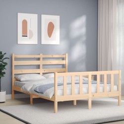 vidaXL Massivholzbett mit Kopfteil 120x200 cm