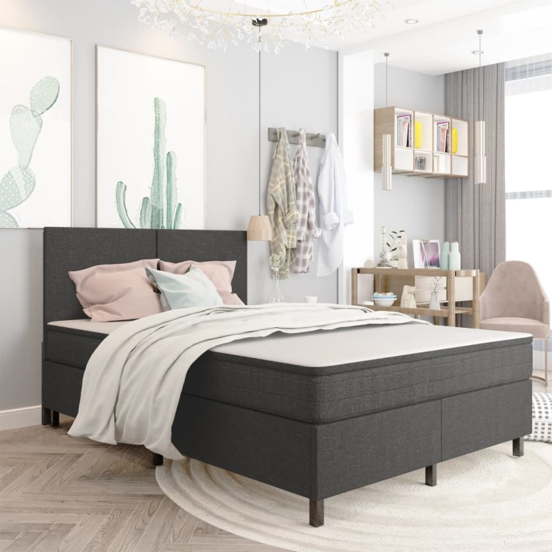 Boxspring-Bettgestell Grau Stoff 180x200 cm Boxspring-Bettgestell Grau Stoff 180x200 cm