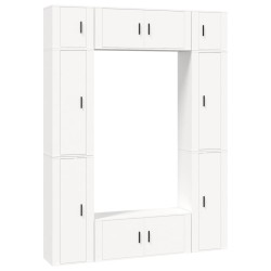 vidaXL 8-tlg. TV-Schrank-Set Weiß Holzwerkstoff