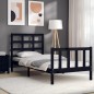 vidaXL Massivholzbett mit Kopfteil Schwarz 100x200 cm vidaXL Massivholzbett mit Kopfteil Schwarz 100x200 cm