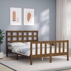 vidaXL Massivholzbett mit Kopfteil Honigbraun 140x200 cm