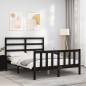 vidaXL Massivholzbett mit Kopfteil Schwarz 120x200 cm vidaXL Massivholzbett mit Kopfteil Schwarz 120x200 cm