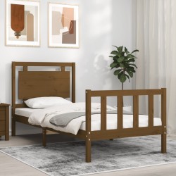 vidaXL Massivholzbett mit Kopfteil Honigbraun 100x200 cm