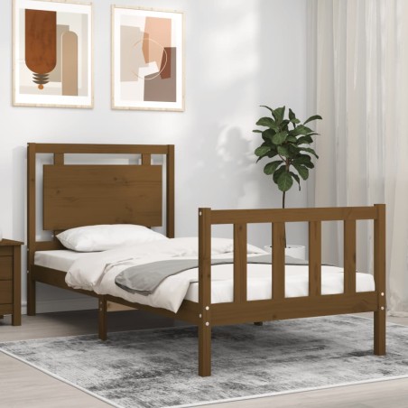 vidaXL Massivholzbett mit Kopfteil Honigbraun 100x200 cm