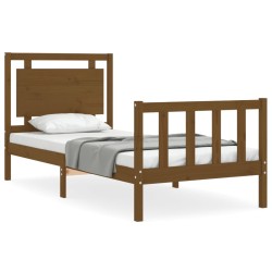 vidaXL Massivholzbett mit Kopfteil Honigbraun 100x200 cm