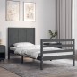 vidaXL Massivholzbett mit Kopfteil Grau 90x200 cm vidaXL Massivholzbett mit Kopfteil Grau 90x200 cm