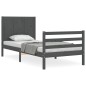 vidaXL Massivholzbett mit Kopfteil Grau 90x200 cm vidaXL Massivholzbett mit Kopfteil Grau 90x200 cm