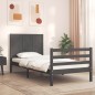 vidaXL Massivholzbett mit Kopfteil Grau 90x200 cm vidaXL Massivholzbett mit Kopfteil Grau 90x200 cm