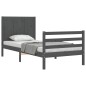 vidaXL Massivholzbett mit Kopfteil Grau 90x200 cm vidaXL Massivholzbett mit Kopfteil Grau 90x200 cm