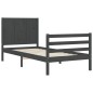 vidaXL Massivholzbett mit Kopfteil Grau 90x200 cm vidaXL Massivholzbett mit Kopfteil Grau 90x200 cm