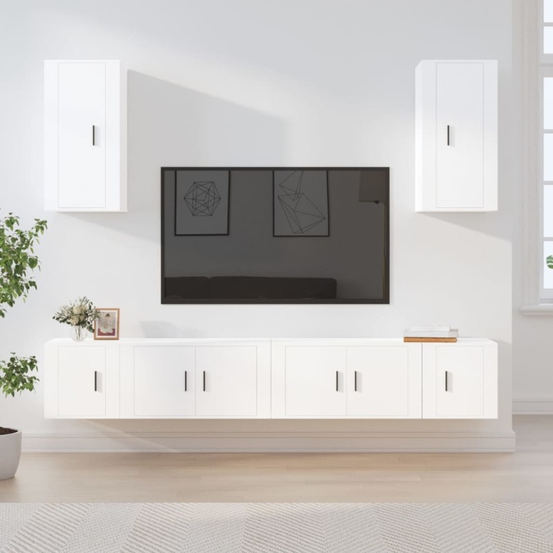 vidaXL 6-tlg. TV-Schrank-Set Weiß Holzwerkstoff vidaXL 6-tlg. TV-Schrank-Set Weiß Holzwerkstoff