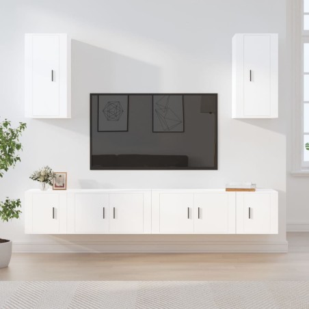 vidaXL 6-tlg. TV-Schrank-Set Weiß Holzwerkstoff